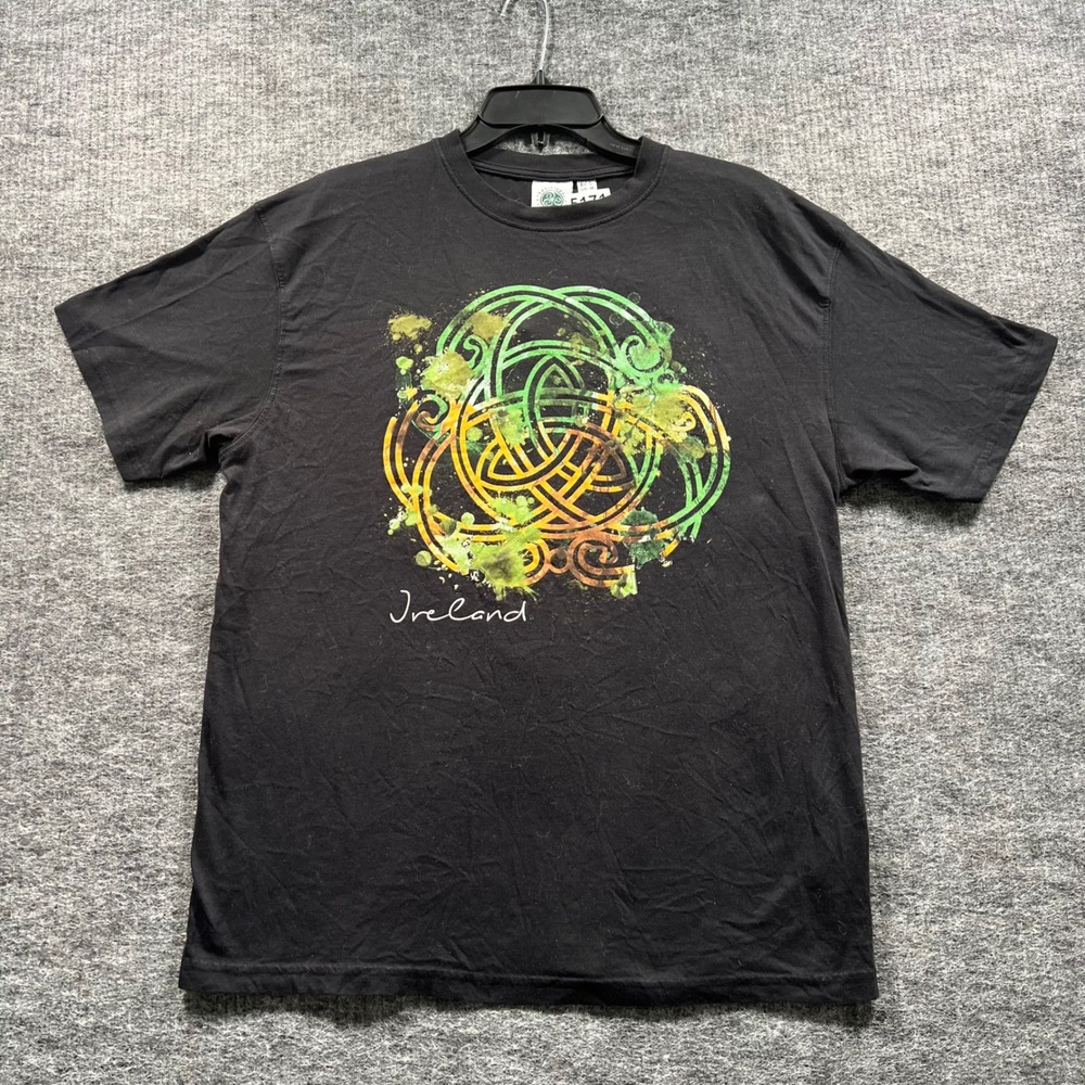 Traditional Craftwear Ireland Celtic Knot Graphic T-Shirt Black Mens Medium